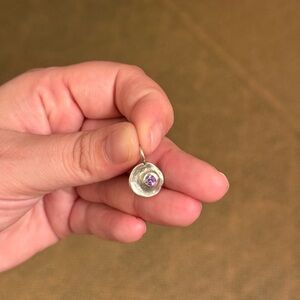 Sterling Silver Alexandrite Gem Disc Pendant